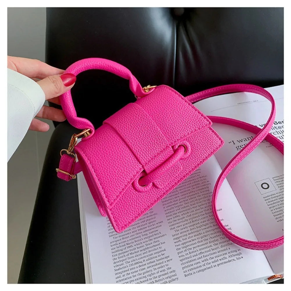 High Quality PU PU Leather Bag Solid Color Shoulder Crossbody Bag Buckle Square Bag