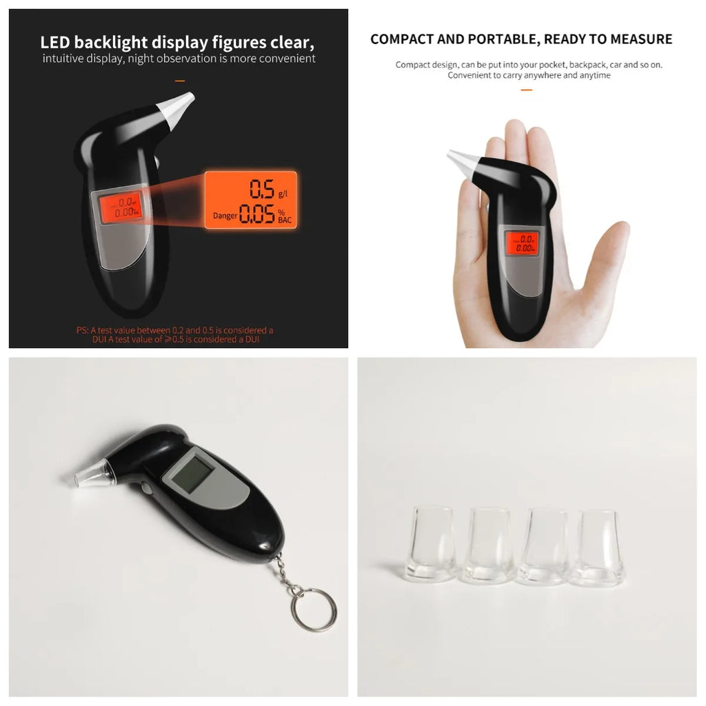 Car Mounted Bird Song Alcohol Tester, Digital Blowing Screen Breathalyzer, Driving Detection & Keychain (Excluding Battery)
