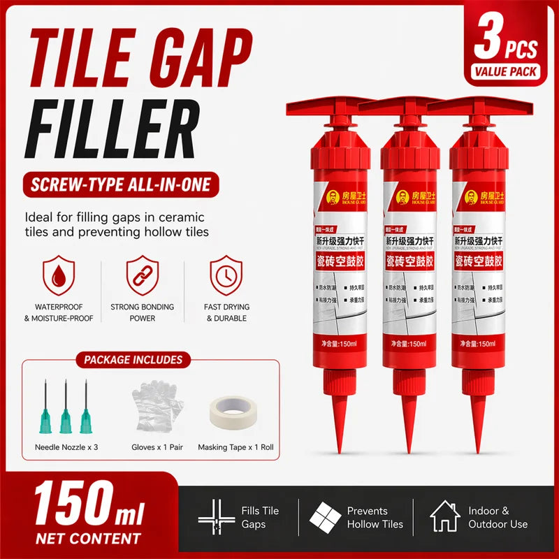 Tile Repair Injection Adhesive for Loose & Hollow Tiles, No Drill Tile Repair Glue, Fast Fix for Ceramic Floor Tiles