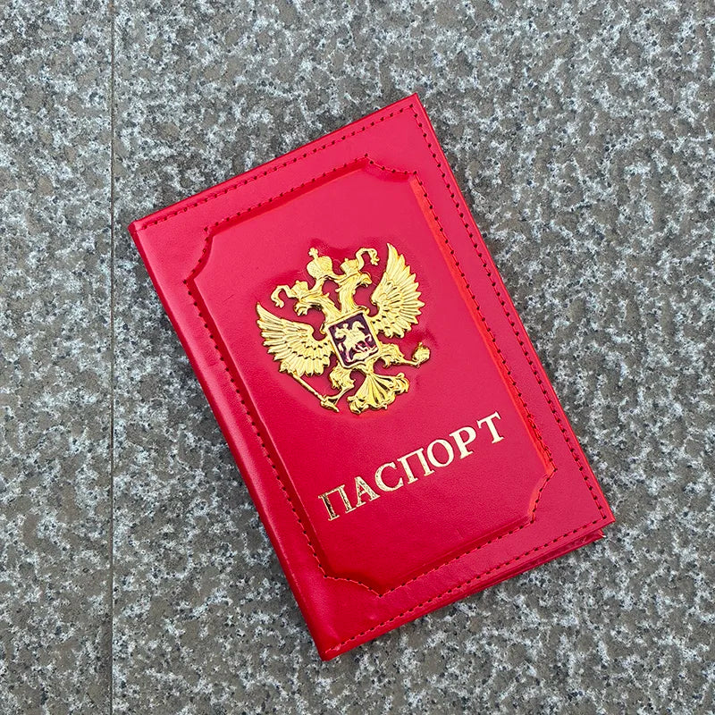 Russian Double-Headed Eagle Passport Holder｜Stylish Travel Document Organizer PU Leather Ticket Card Case Protective Cover
