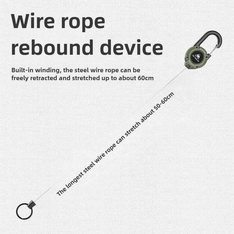 ISE MOUNT Outdoor tactical buckle Telescopic buckle Wire rope Multifunctional keychain Camping High rebound Anti-lost rope
