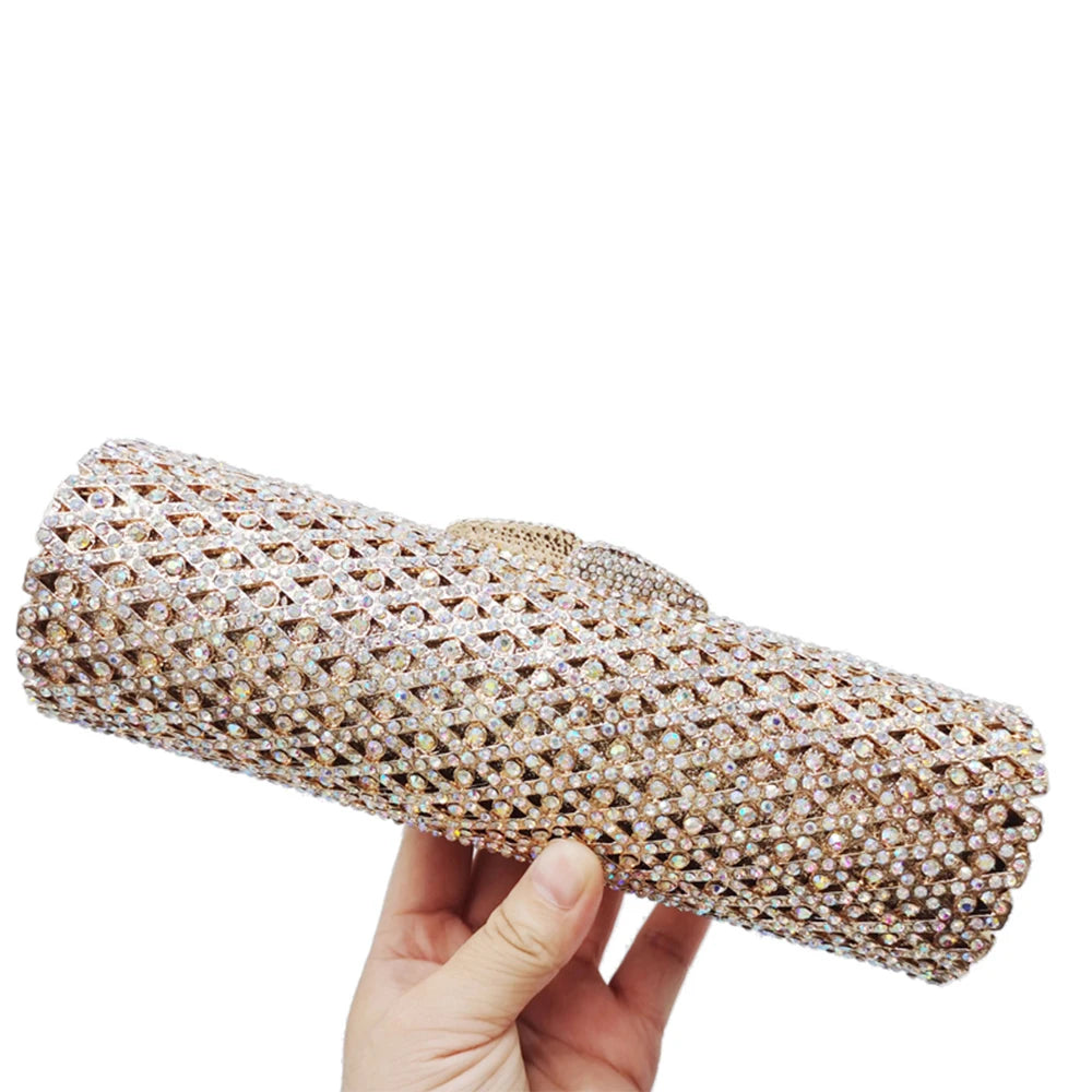 Blue Crystal Long Evening Clutch Luxury WHTUOHENG Diamond Wedding Purses Bridal Handbags Rhinestone Party Prom Clutches Bags