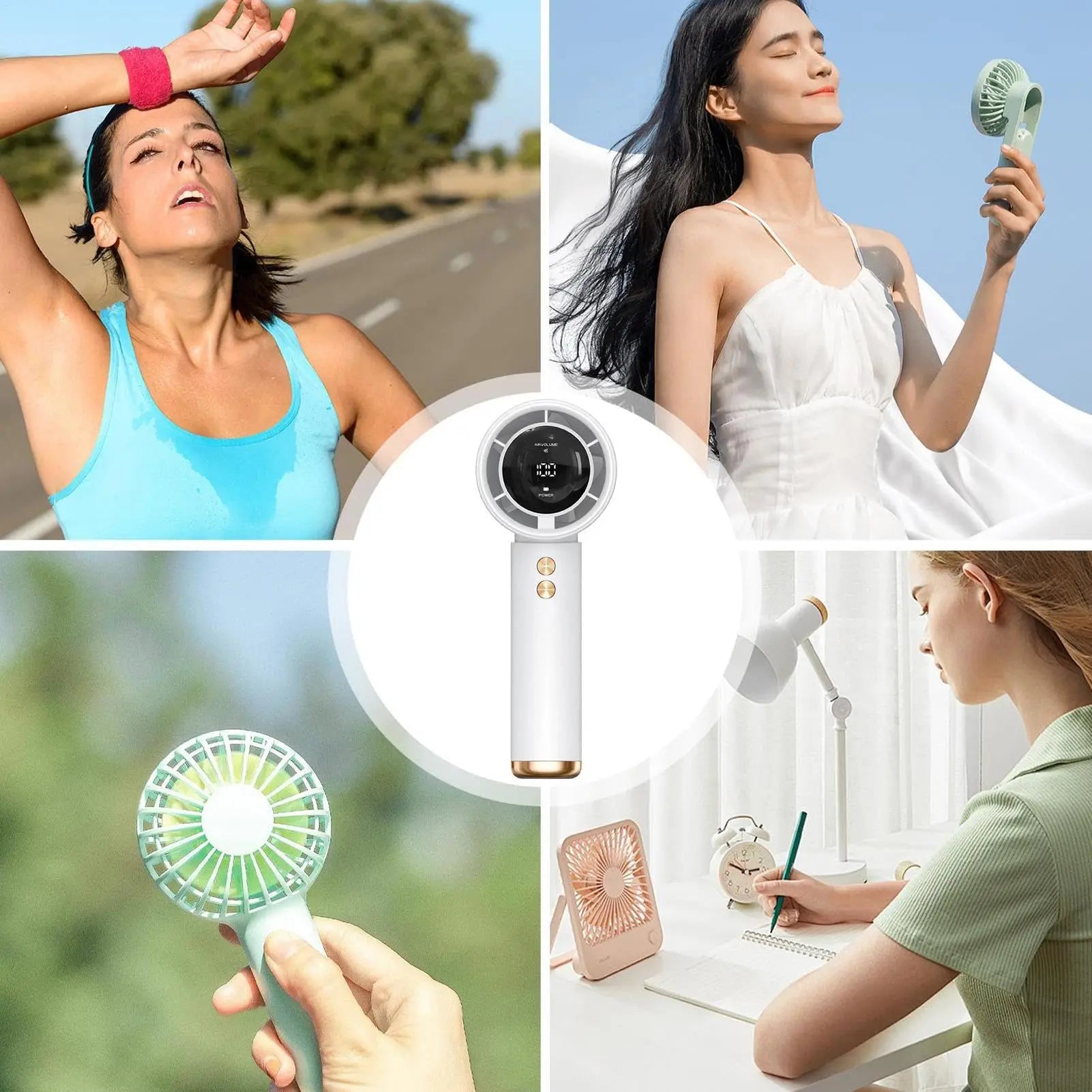 Mini Handheld Turbo Fan 2026 USB Rechargeable Portable Air Cooler LED Display Adjustable Quiet Travel Fan