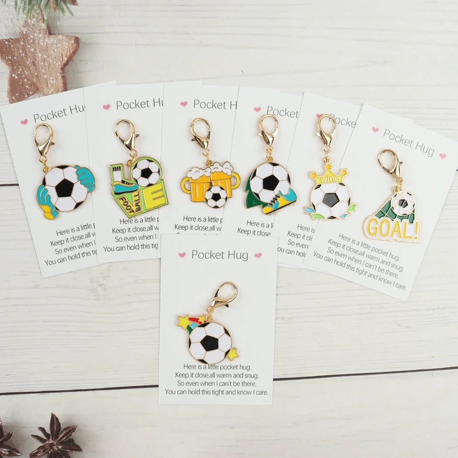 7 Football Keychains, with Pocket-Sized Encouragement Cards, Bag Accessories, Perfect Gifts for Football Fans, Keychain Gifts for Sports Enthusiasts.