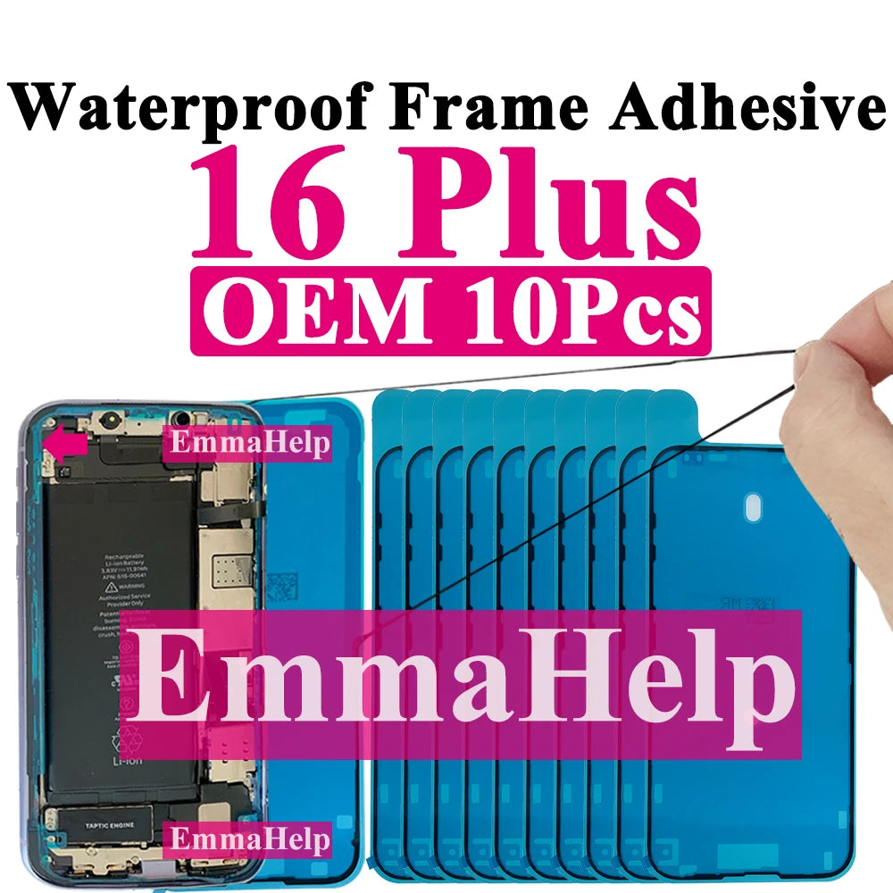 10pcs Waterproof Sticker for iPhone 16 Pro Max 17 14 13 12 11 15 XS XR 8 SE 3M Seal Adhesive Pre-Cut LCD Screen Frame Tape Glue