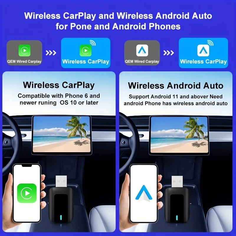 TrolinkTek Wireless CarPlay Dongle, Wired to Wireless USB Adapter Plug and Play, Auto Reconnect, Low Latency with 5GHz WiFi Bluetooth, Support Siri Steering Control for Cars with Factory Wired Apple CarPlay
