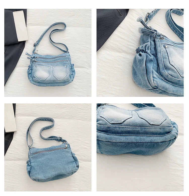 Fashion Casual Women's Crossbody Bag High Quality Denim Shoulder Bags Large Capacity Tote bags Multi Functional Women‘s Handbags