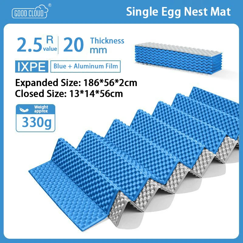 IXPE Aluminum Film Egg Nest Mat Foldable Waterproof Camping Mat for 1-2 Person Hiking Travel Backpacking Widen Tent Sleeping Pad
