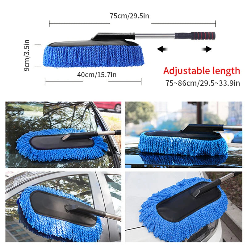 SEAMETAL Microfiber Car Washing Mop Scalable Handle Dust Remover Cleaning Brush Kit Soft Hair Car Detailing Duster Mop Wash Tool