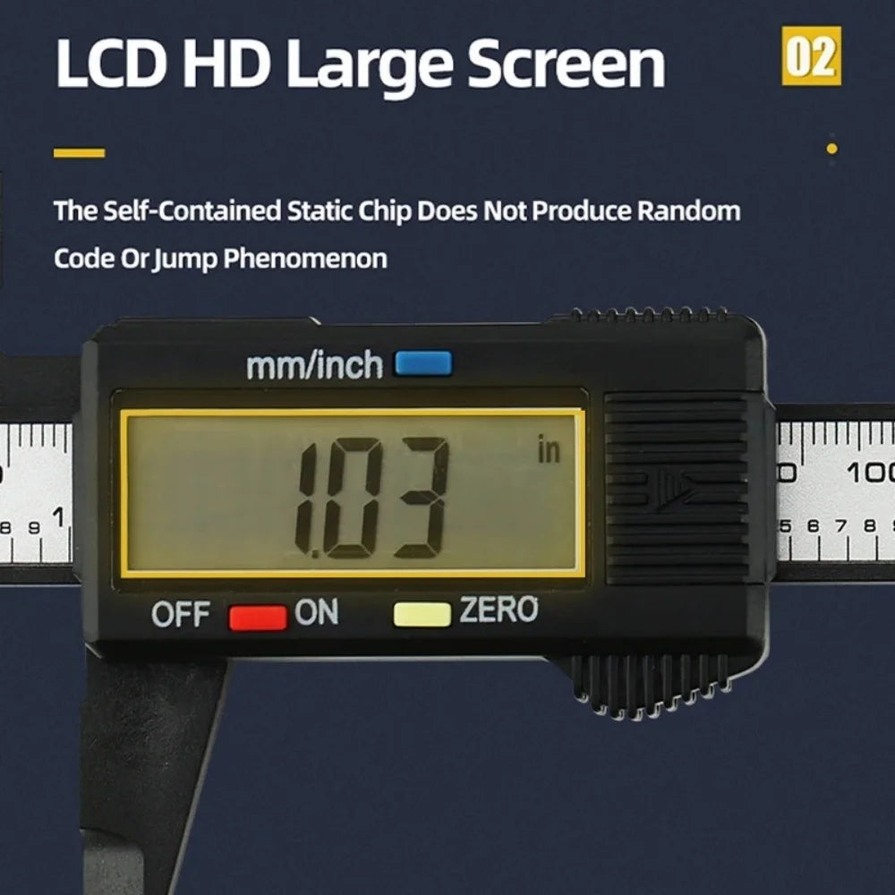 150MM Electronic Vernier Caliper Plastic Digital Caliper Inch Metric Fraction Conversion LCD Display Gauge Measurement Tool