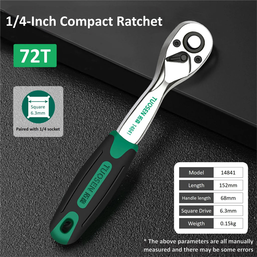 72-Tooth Quick Release Ratchet Wrench- Multi-Function Hand Tool for Auto Repair & Maintenance