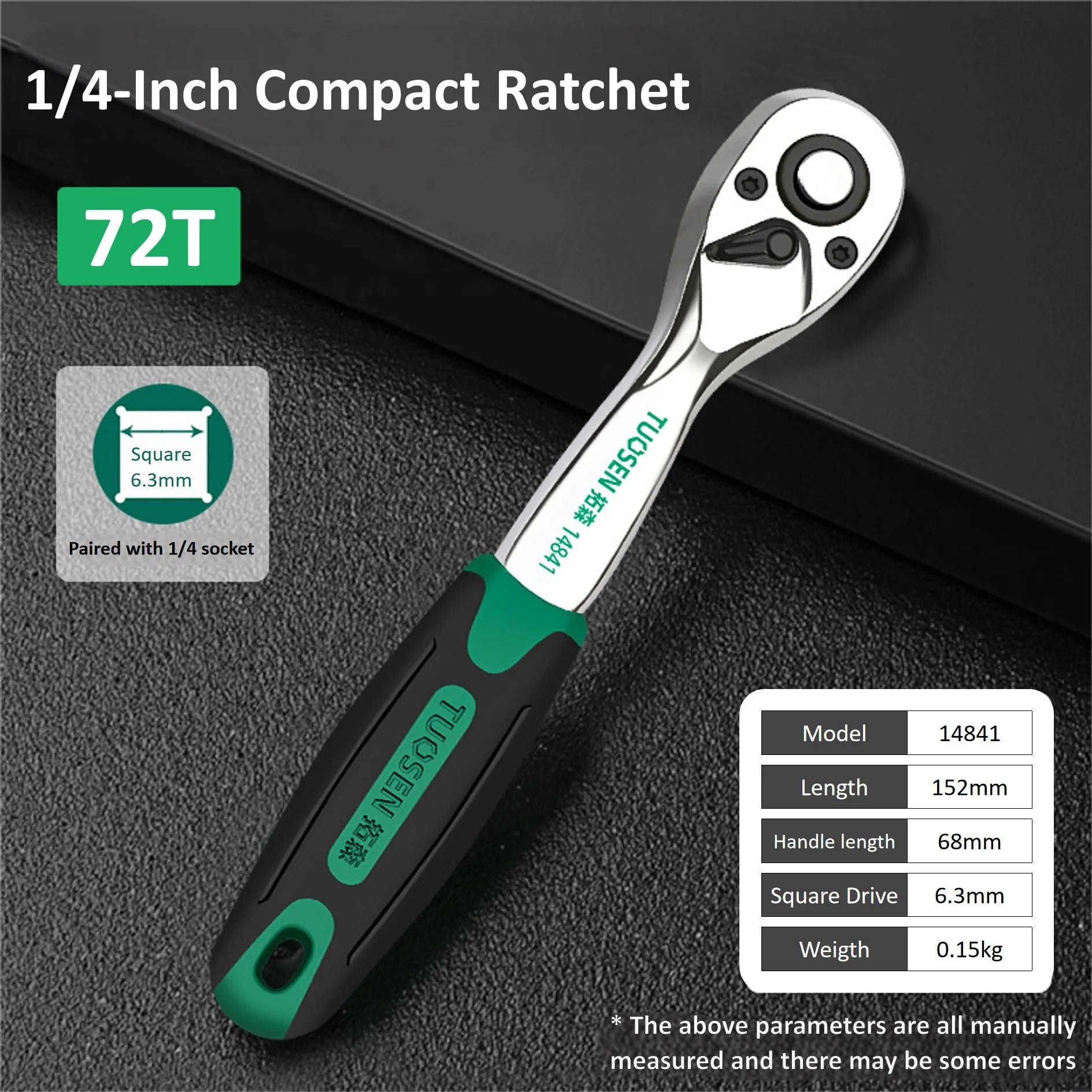 72-Tooth Quick Release Ratchet Wrench- Multi-Function Hand Tool for Auto Repair & Maintenance