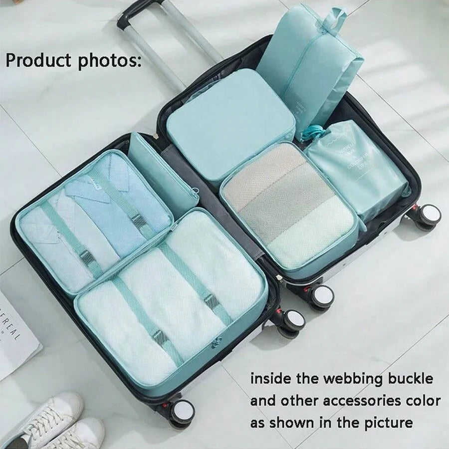 8Pcs/Set Travel Organizer Storage Bags Suitcase Packing Cubes Set Cases Portable Luggage Clothes Shoe Tidy Pouch Folding
