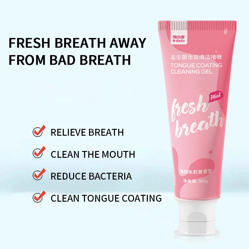 Natural Tongue Cleaner Gel - Remove Bad Breath, Whitening Tongue Scraper Gel for Adults, Fresh Mint Flavor