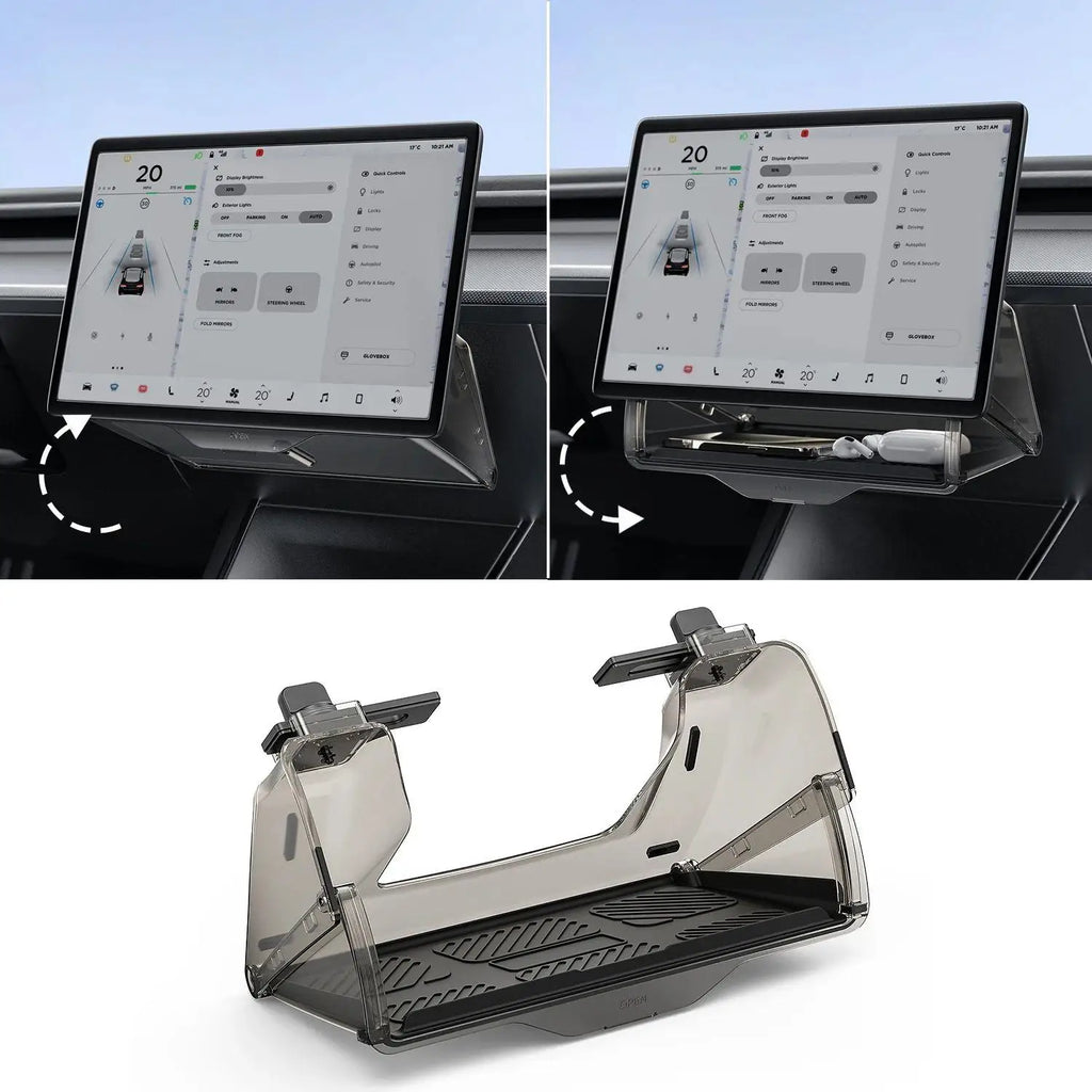 TEEQ Center Under Screen Storage For Tesla Model 3 Highland Model Y Tray Storage Box Behind The Screen Storage Box Accessories