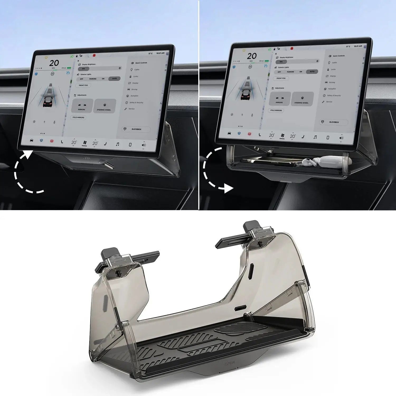 TEEQ Center Under Screen Storage For Tesla Model 3 Highland Model Y Tray Storage Box Behind The Screen Storage Box Accessories