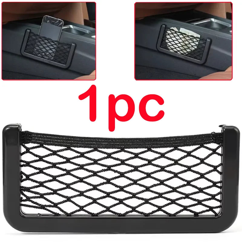 Universal Car Seat Black Storage Net Pocket Best-selling Self-adhesive Cars Paste Storages Nets Auto Accessories 8x20cm