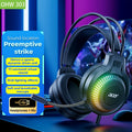 RGB Cool Lighting Wired Earphones Low Latency Headphones with Mic Breathable Comfortable Earbuds Surround Sound Effects for Game