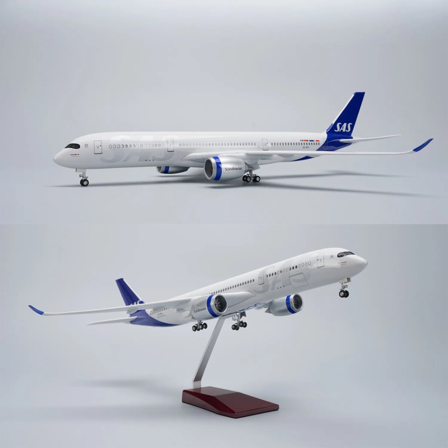47cm Large Scale SAS A350 Airplane Model Resin Diecast Model plane with Landing Gear Wheel for Collections Display or Toy Gift