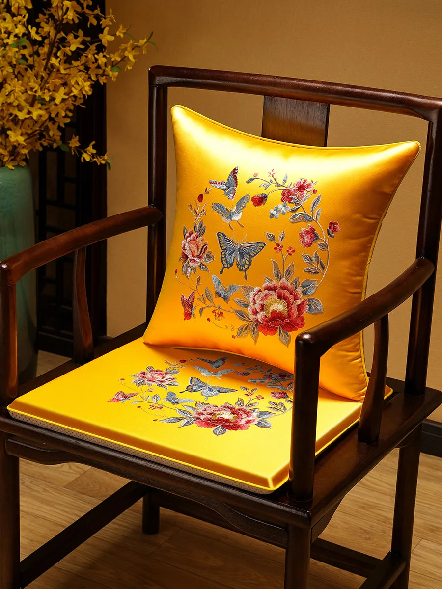 New Chinese-style Foam Chair Cushions Rosewood Sofa Cushion Cover Home Sponge Seat Cushions Embroidered Anti-slip Chair Cushions