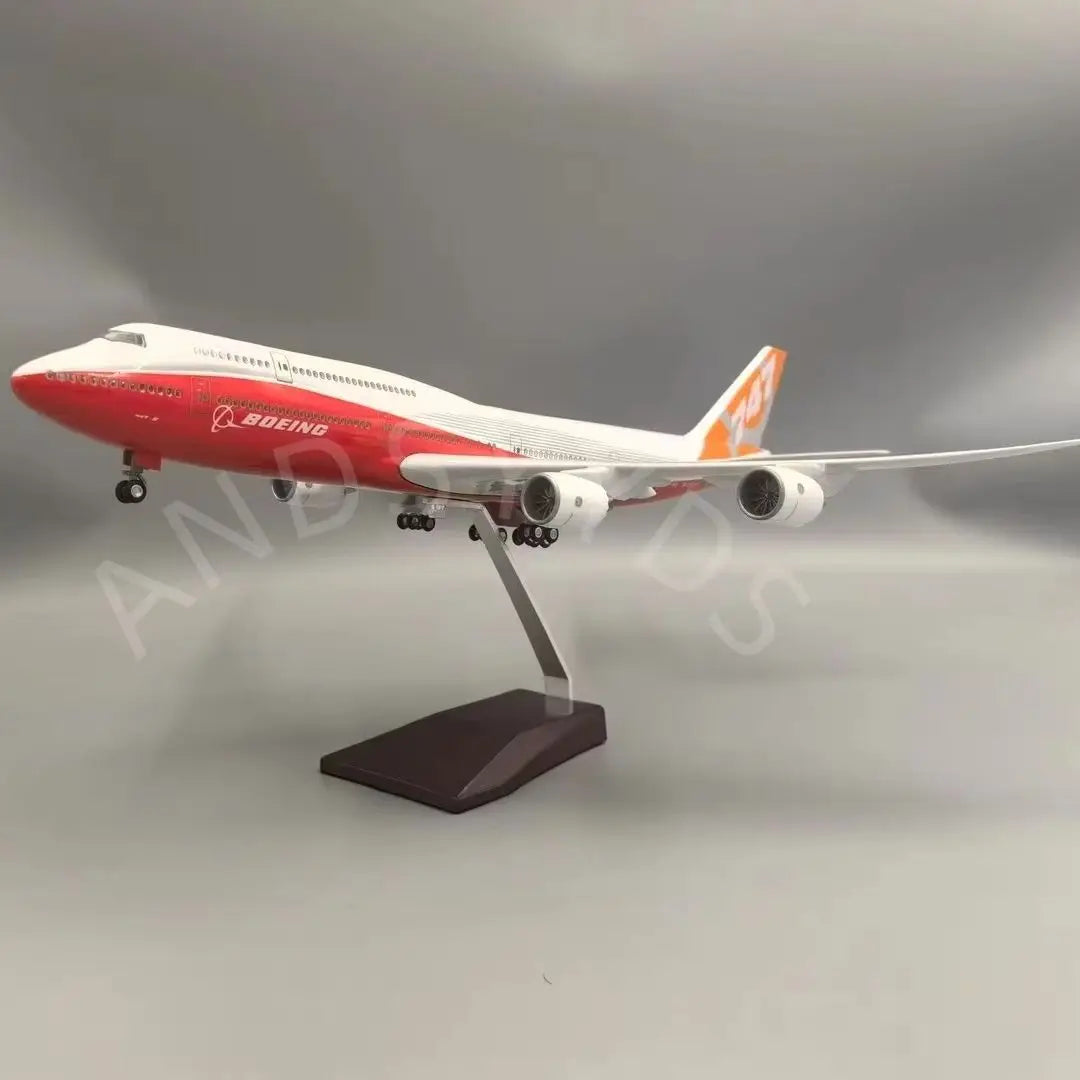 47CM Scale Plane B747-8 Prototype Airline With Base Landing Gears Ornament Resin Adults Fun Plane Model For Collection Gift
