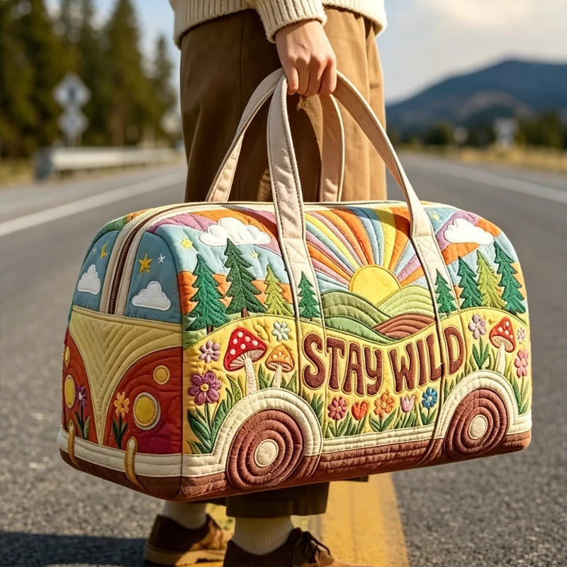 Handle Strap Quilted Duffle Bag 3D Quilting Craft Travel Bags Boho Camping Weekender Overnight Carry on Luggage Handbag Tote