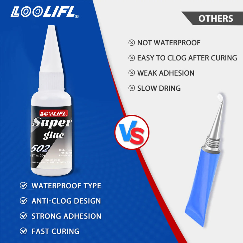 Loolifl, Best-Selling 1-25Pcs 502 Super Glue, Quick-Drying Cyanoacrylate Adhesive for Glass, Leather, Rubber, Wood, Metal, Strong Industrial Strength Glue