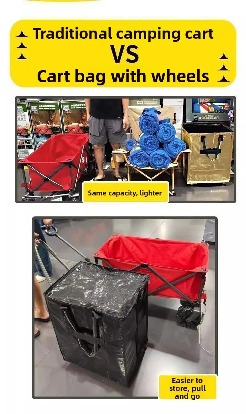 Hulken Detachable Travel Bag with Cover Silent Wheels Stackable Storage Portable Shopping Cart Large Capacity Foldable Shoppi...