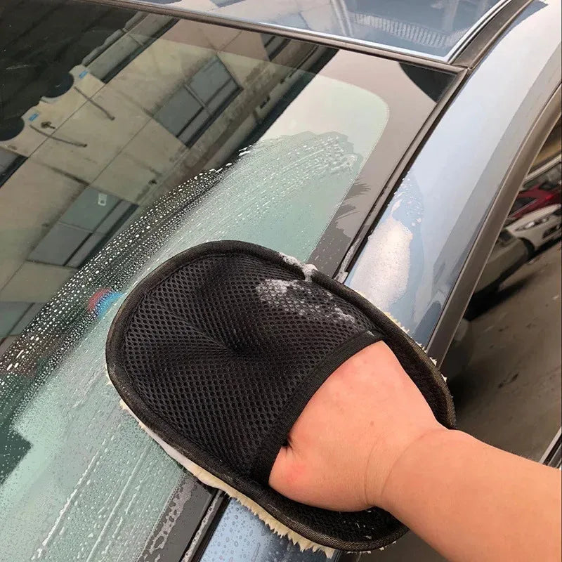 Chenille Car Wash Gloves Microfiber Wipe Car Sponge Scratch Free Car Wash Cleaning Coral Velvet Double-Sided Car Cleaning Tool