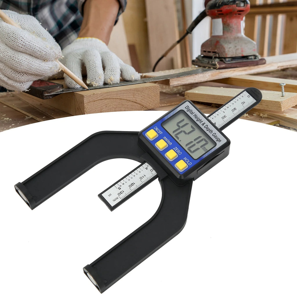 Digital Height Meter Magnetic Depth Gage Electronic Height Depth Gauge Digital Display Woodworking Ruler Measure Tool 0‑80mm