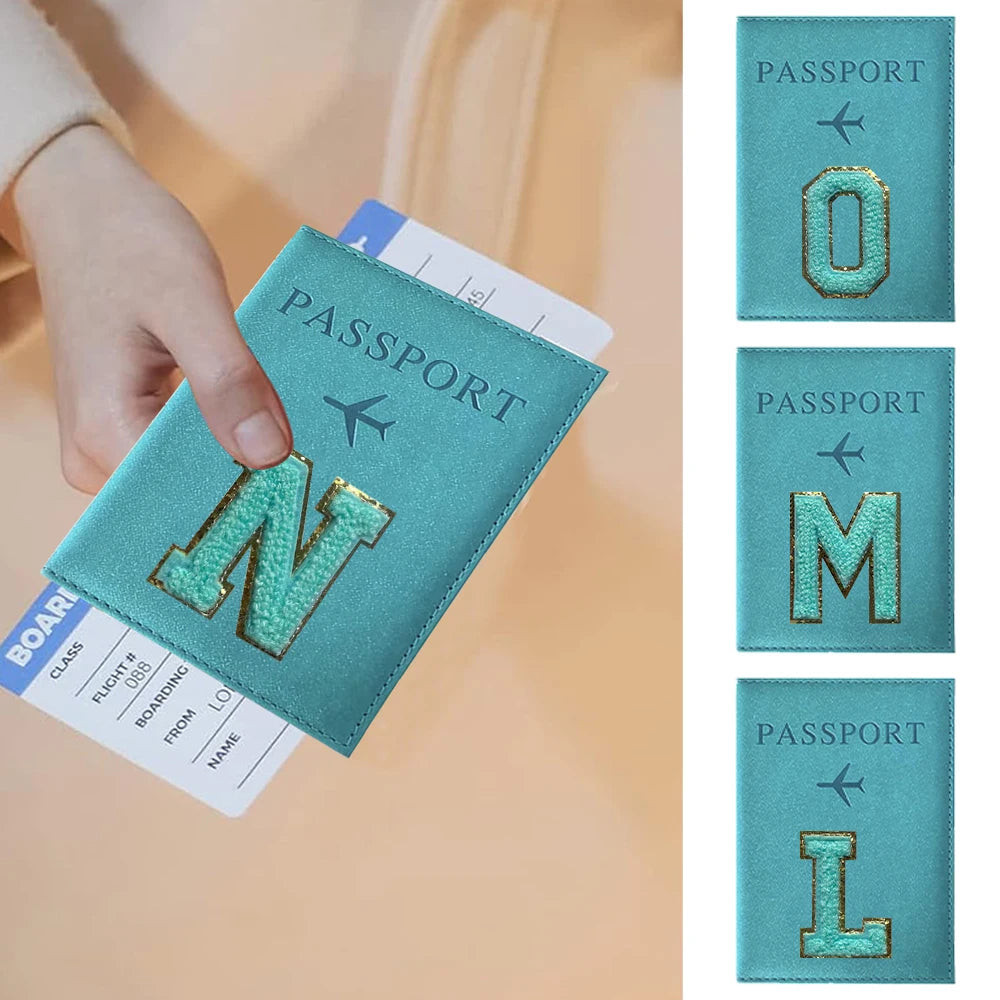 Passports Pouch Passport Protective Cover Green Letter Series Watertproof Passport Case Passports Holder PU ID Card Holders