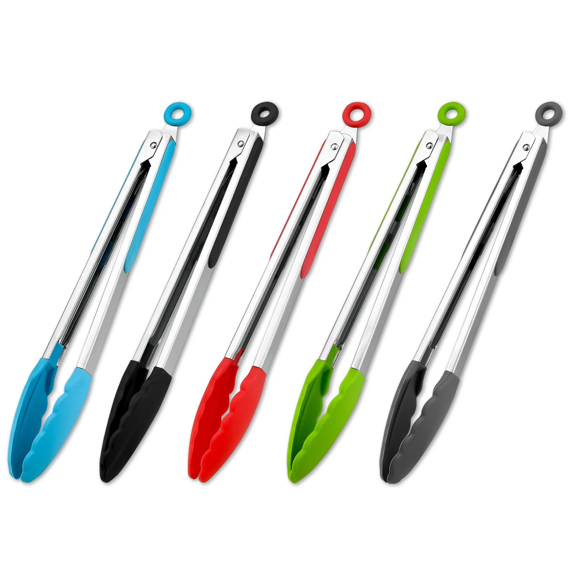 7/9/12inch Silicone Kitchen BBQ Tongs Stainless Steel Locking Cooking Tongs with Silicone Tips Non-Slip Food Tongs for Cooking