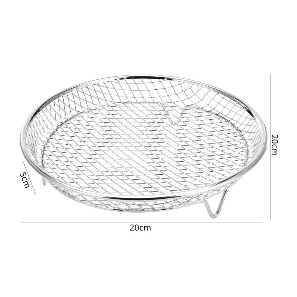 1Pc Air Fryer Rack Stackable Grilling Rack Stainless Steel Grill Basket Non-Stick Airfryer Tray Wire Rack Basket Kitchen Gadgets