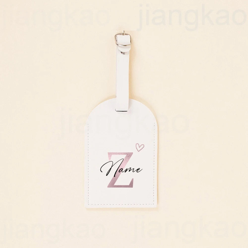 Personalized PU Luggage Tag Heart Letter with Name Suitcase Label Baggage Tags Travel Accessorie Wedding Birthday Gift for Her
