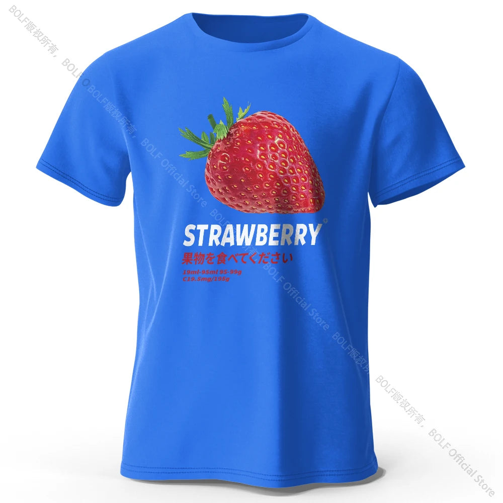 Strawberry Print T-shirt - Cute & Trendy Summer Top for Men Women, Soft & Comfortable Pure Cotton Tee