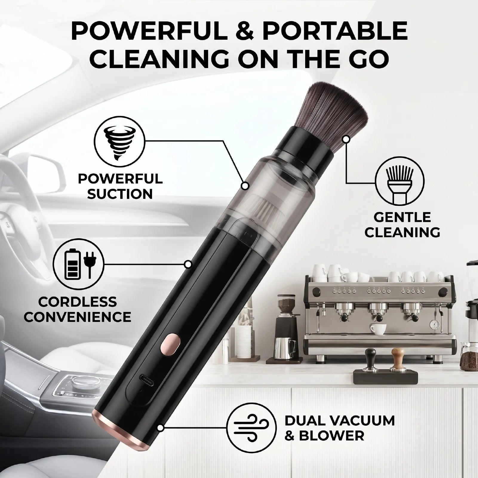Car Vacuum Cleaner Handheld Mini Cordless Coffee Grinder Remover for Car Home Office Coffee Grinder