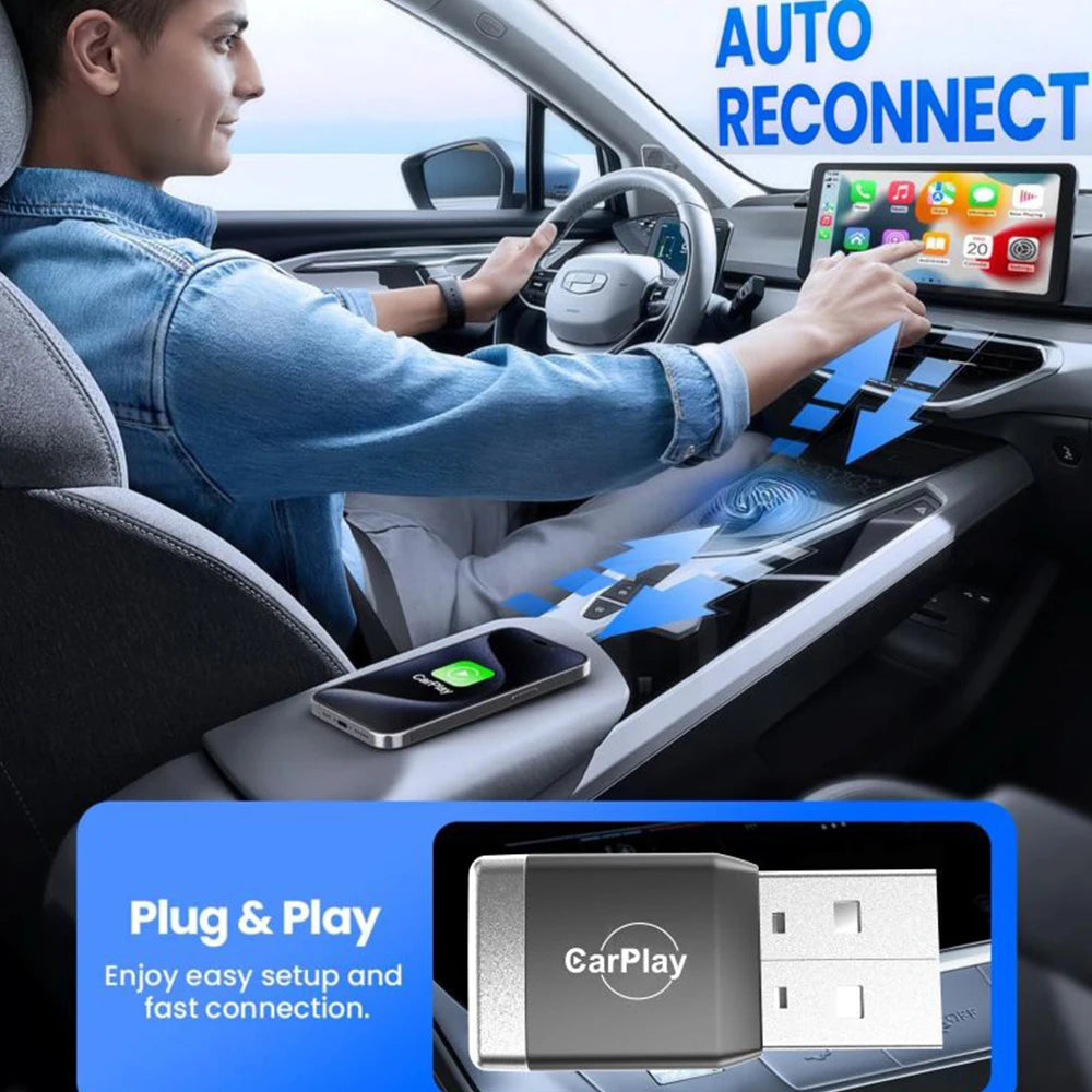Mini Upgraded Wireless CarPlay Adapter for iPhone, Play Auto Connect, 5.8GHz WiFi Low Latency Play, Compatible with Various Car