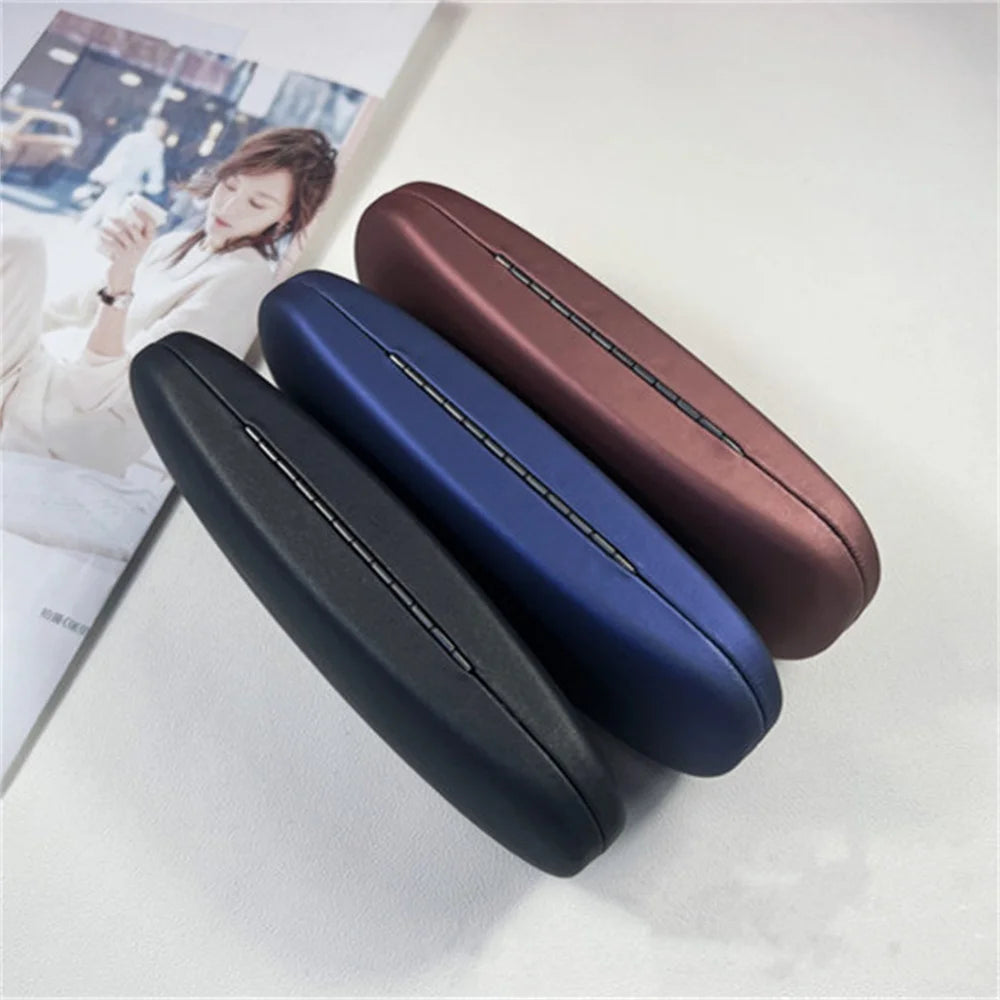 Unisex Hard Glasses Box for Men Women Reading Myopia Glasses Protector Case PU Leather Solid Color Fashion Eyewear Accessories