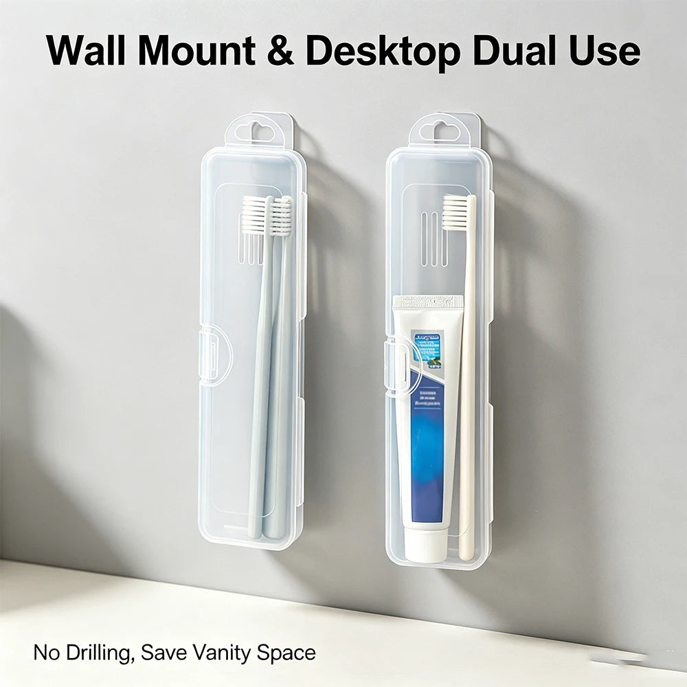 Clear Portable Toothbrush Toothpaste Case Dustproof Travel Oral Storage Box