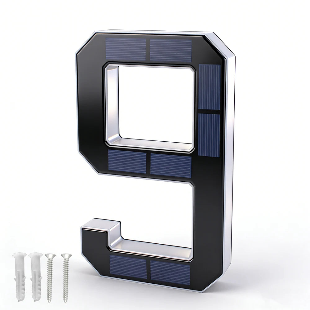 BORUiT Solar LED House Number Light Waterproof Outdoor Address Number Lamp Modern Home Garden Wall Decoration Lighting
