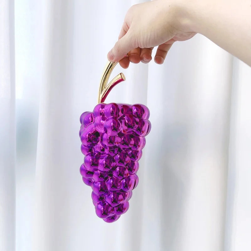Acrylic Creative Design Grape Shaped Electroplated Banquet Bag Trendy Glossy Irregular Shaped Clutch Bag Wedding Purse Handbags