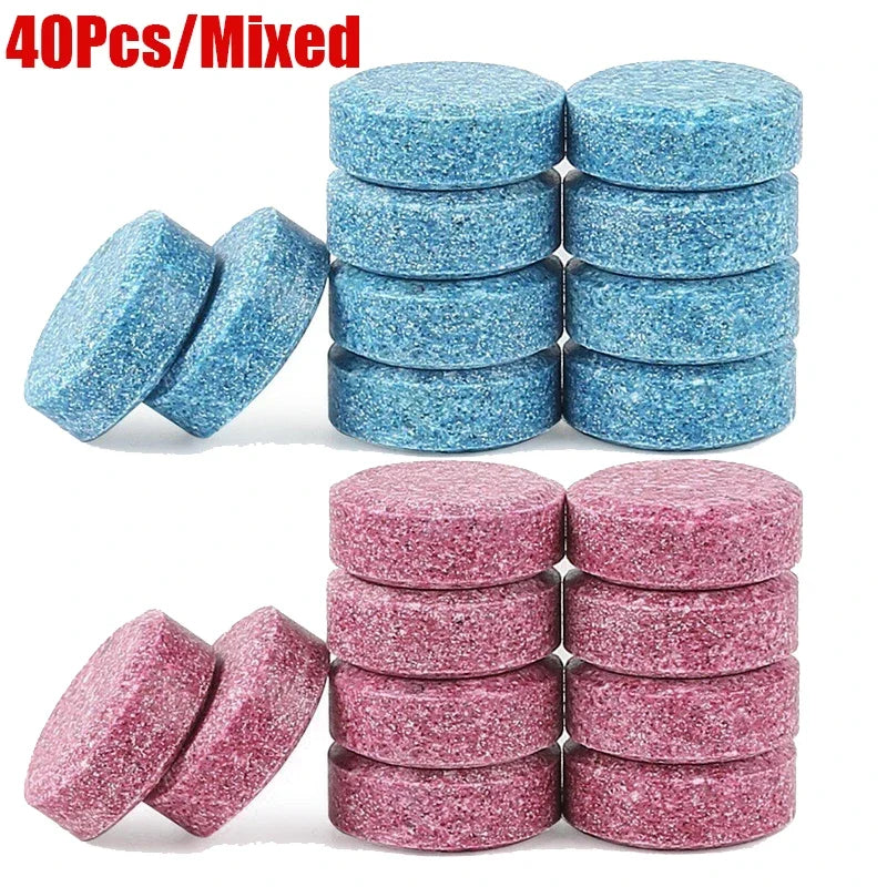 20/40Pcs Car Solid Cleaner Windscreen Cleaner Wiper Effervescent Tablets Auto Glass Water Toilet Cleaning Car Accessories