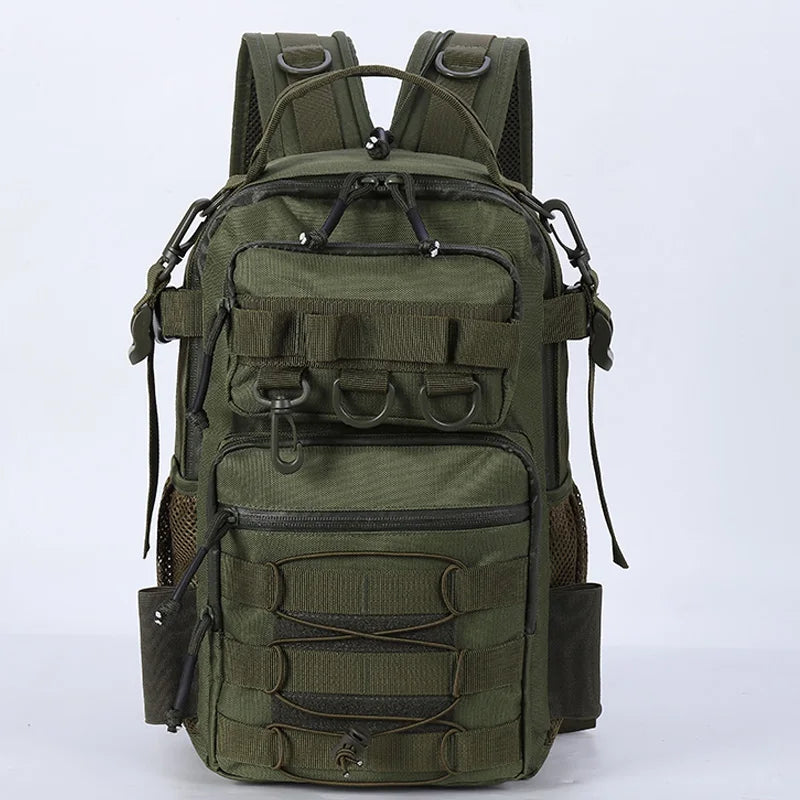 Fishing Lure Tactical Camping Backpack Outdoor Sports Bag Hiking Molle Tackle Bag with Rod Holder for Men Climbing Travel Bag