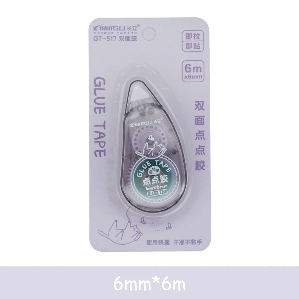 6m*6mm Dot Glue Tape DIY Scrapbooking Creative Stationery School Supplies Transparent Double Sided Adhesive Roller Tape