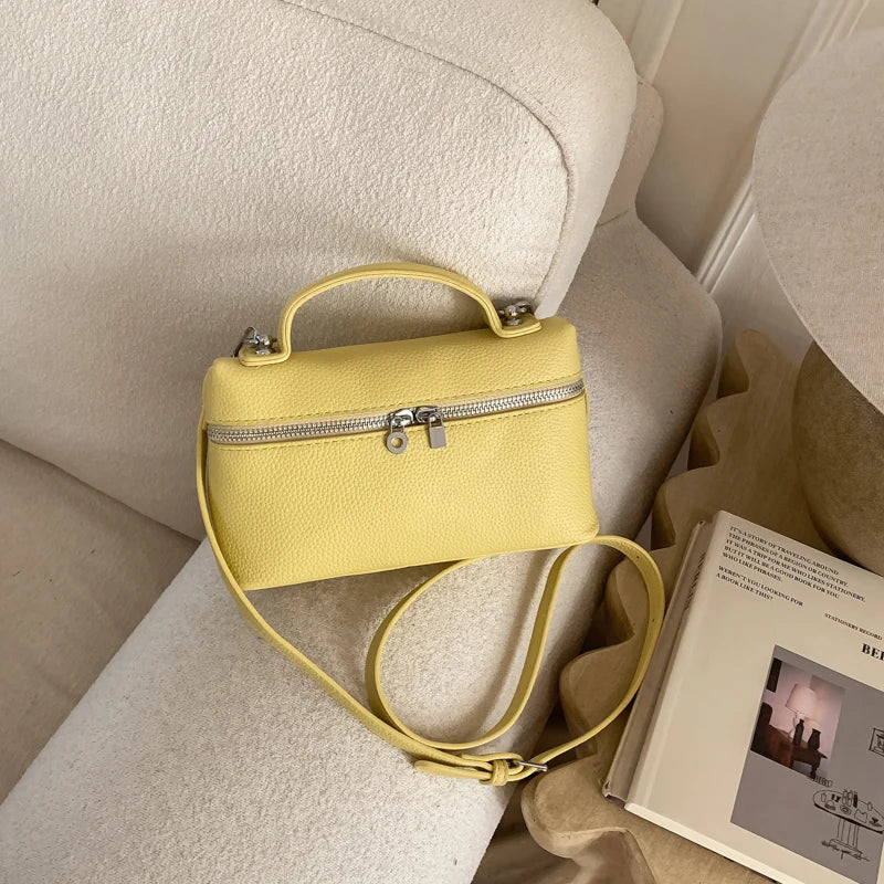 Fashionable and Sweet Dopamine Colored Diagonal Cross Bag Litchi Pattern Hand-held Box Bag Daily Commuting Versatile Square Bag