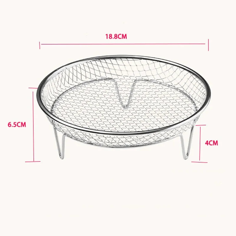 Multi Functional 304 Stainless Steel Air Fryer Accessories Stackable Rack Non-stick Airfryer Tray Grill Basket Kitchen Gadgets