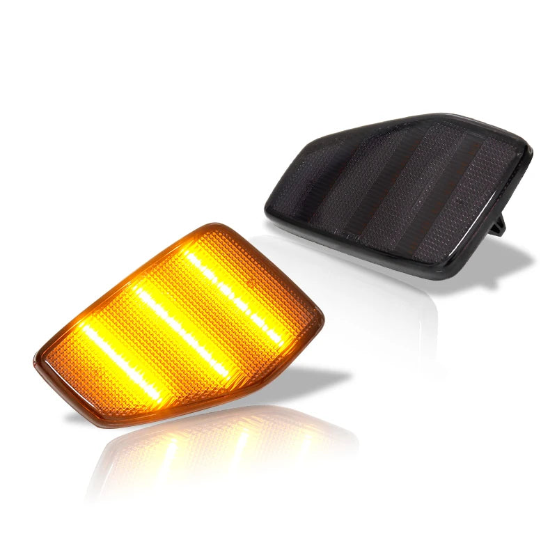 2pcs Smoked/clear Full LED Amber/white Front Side Marker Lights For 05/06-10 Hummer H3/09-10 H3T