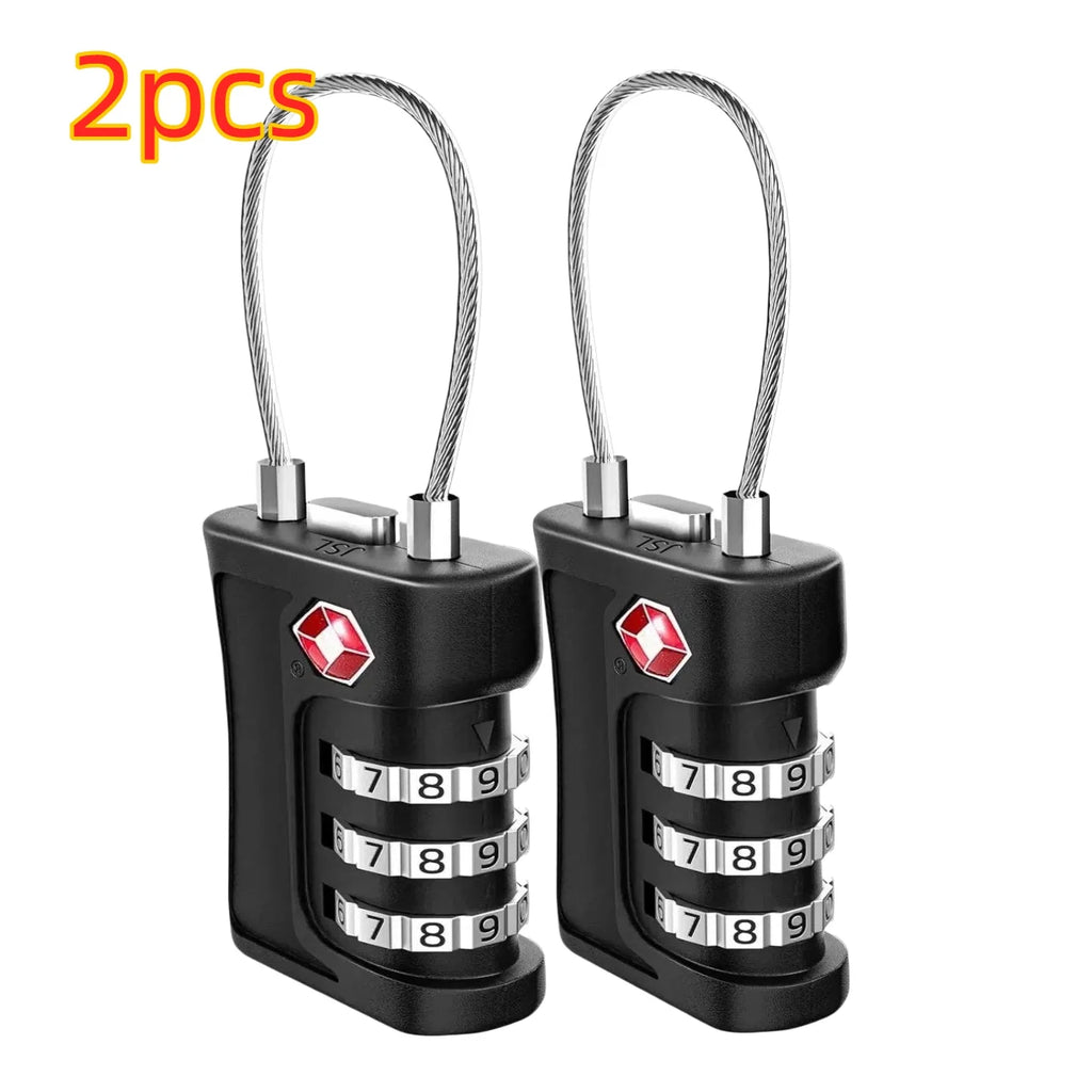 Mini TSA Customs Code Lock for Travel Luggage Password Changeable Black Lock Contrast Design Padlock 3 Digit Combination Lock
