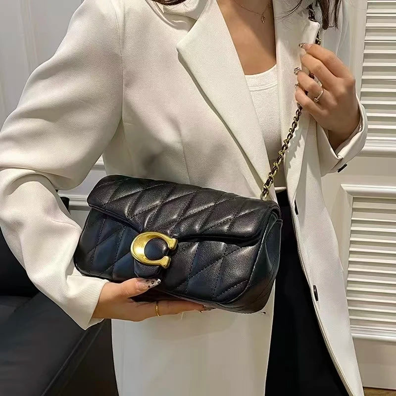 2026 New Fashion Women Flap Handbag C Shape Metal Buckle Chain Crossbody Bag Ladies Solid Color Shoulder Bag Daily Party Casual