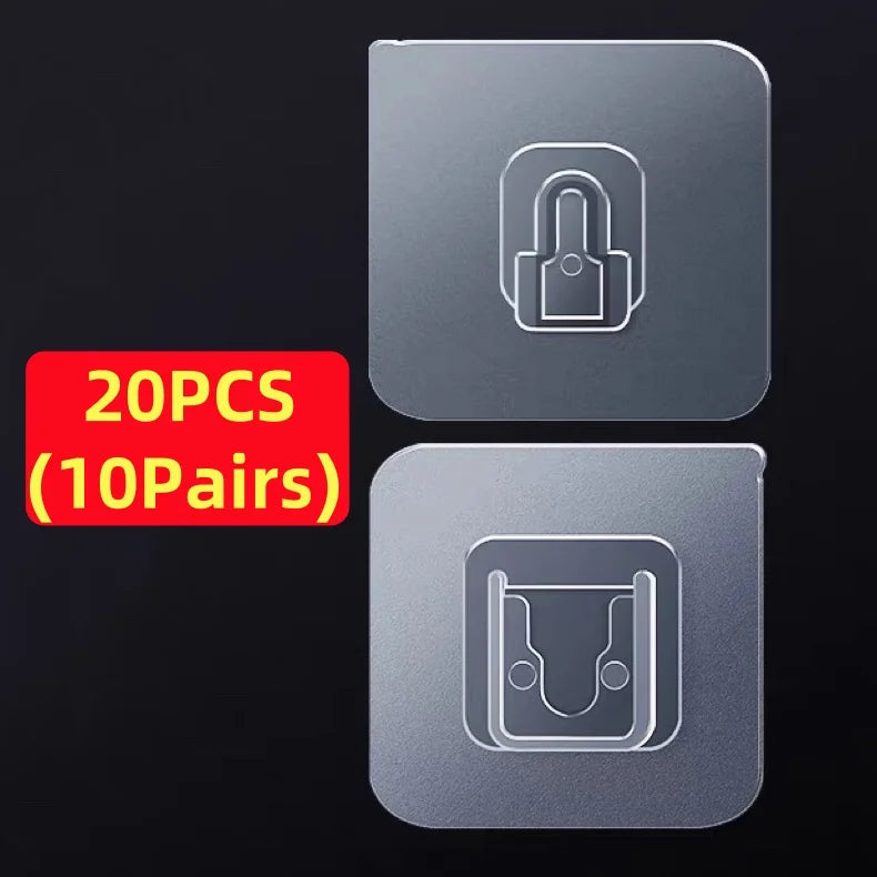 Double-Sided Adhesive Wall Hook Strong Traceless Hook Self Adhesive Invisible Hooks Kitchen Bedroom Organizer 1/5/10/20 Pairs